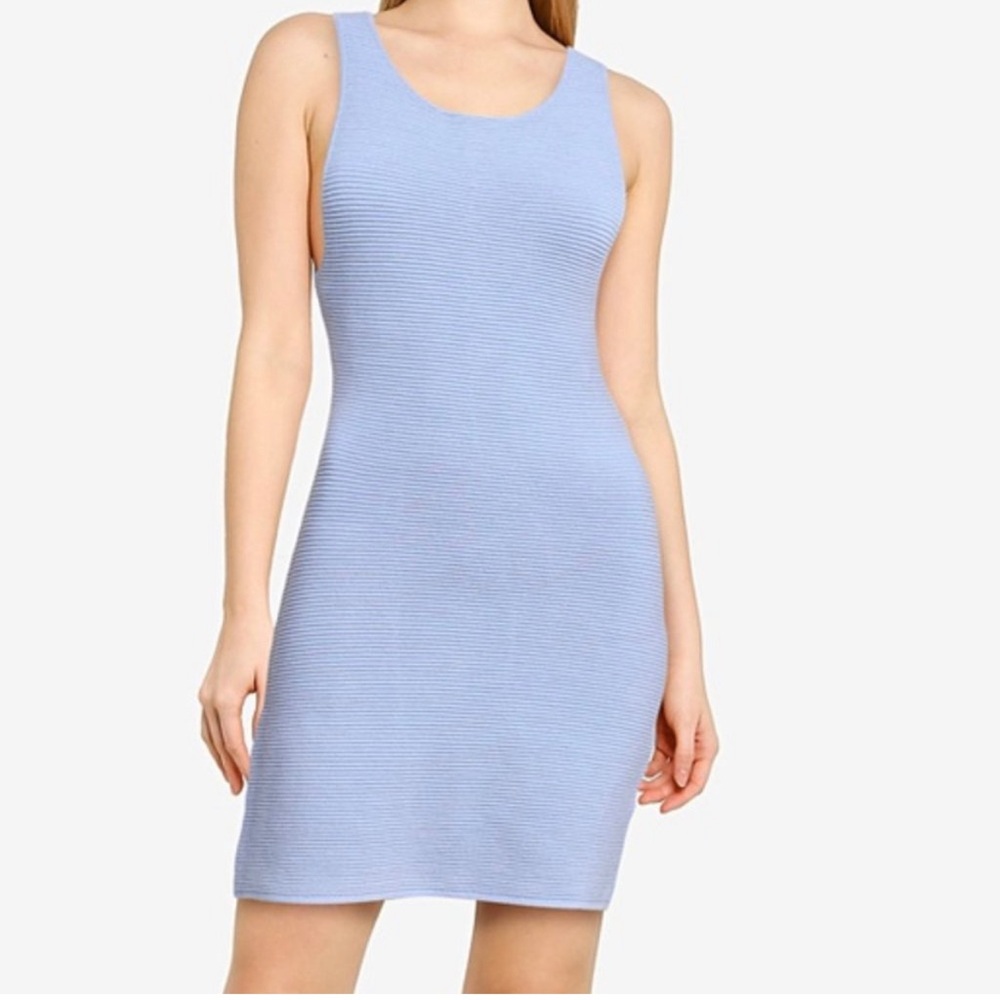 Abercrombie Light Blue Elevated Cross Back Ribbed Mini Dress